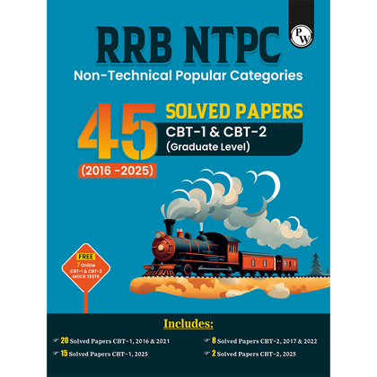 RRB NTPC 45 Previous Year Solved Papers CBT - I & CBT - 2 (2016 - 2025) PYQ Graduate Level For 2026 Exam l Free 7 Online Mock Tests English Medium