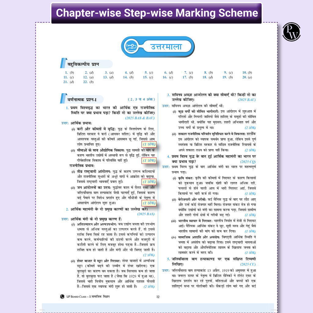 UP Board Phod Class 10 Social Science (Hindi) Question Bank Chapterwise with 22 Mind Maps and PYQs For 2026 Board Exam | 100 Most Probable Questions and Model Papers with OMR Sheet