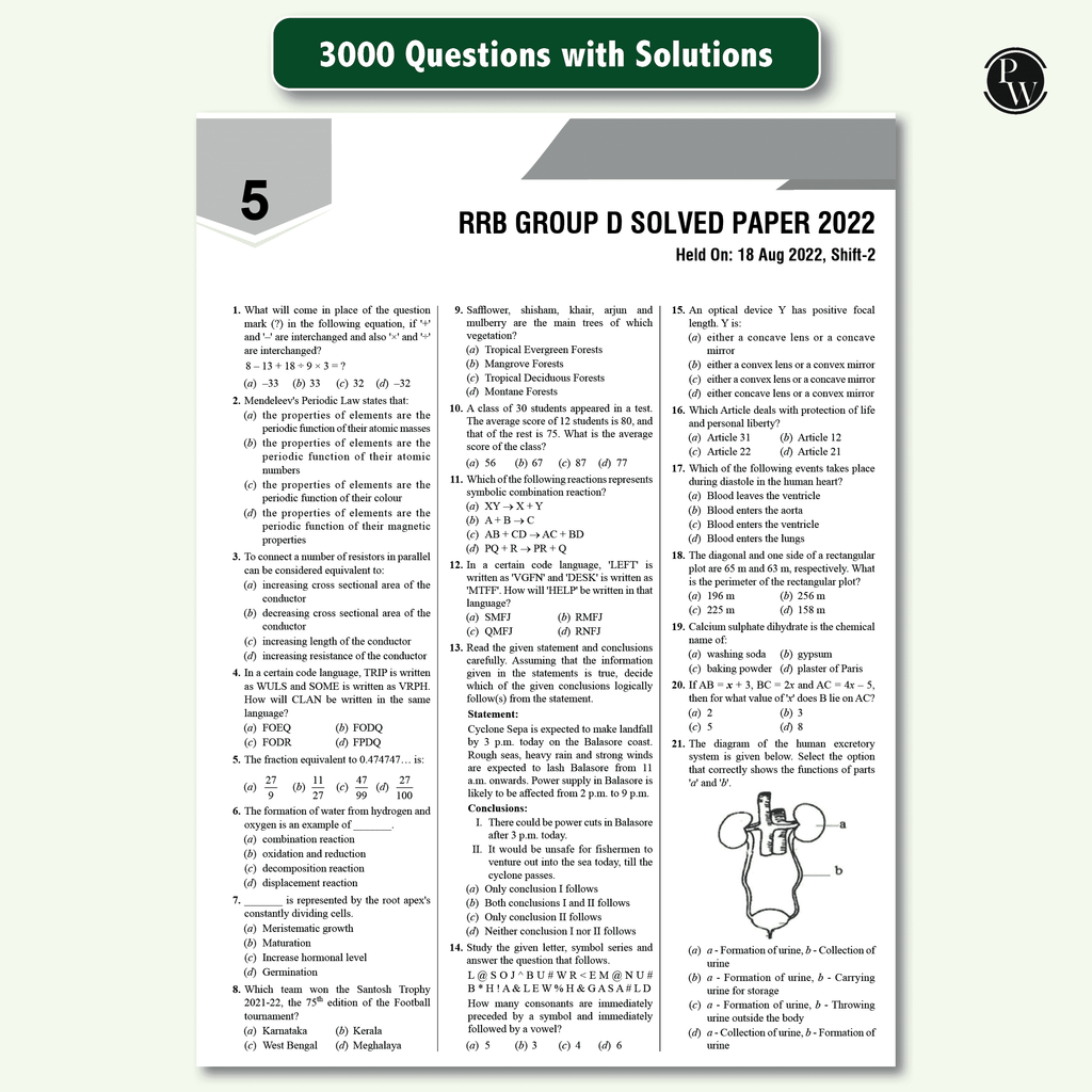 30 RRB Group D Level 1 Previous Years Solved Papers (2018 & 2022) with 5 Online Mock Tests For Exam 2024-2025 | Yearwise PYQs | Fully Solved | English Edition