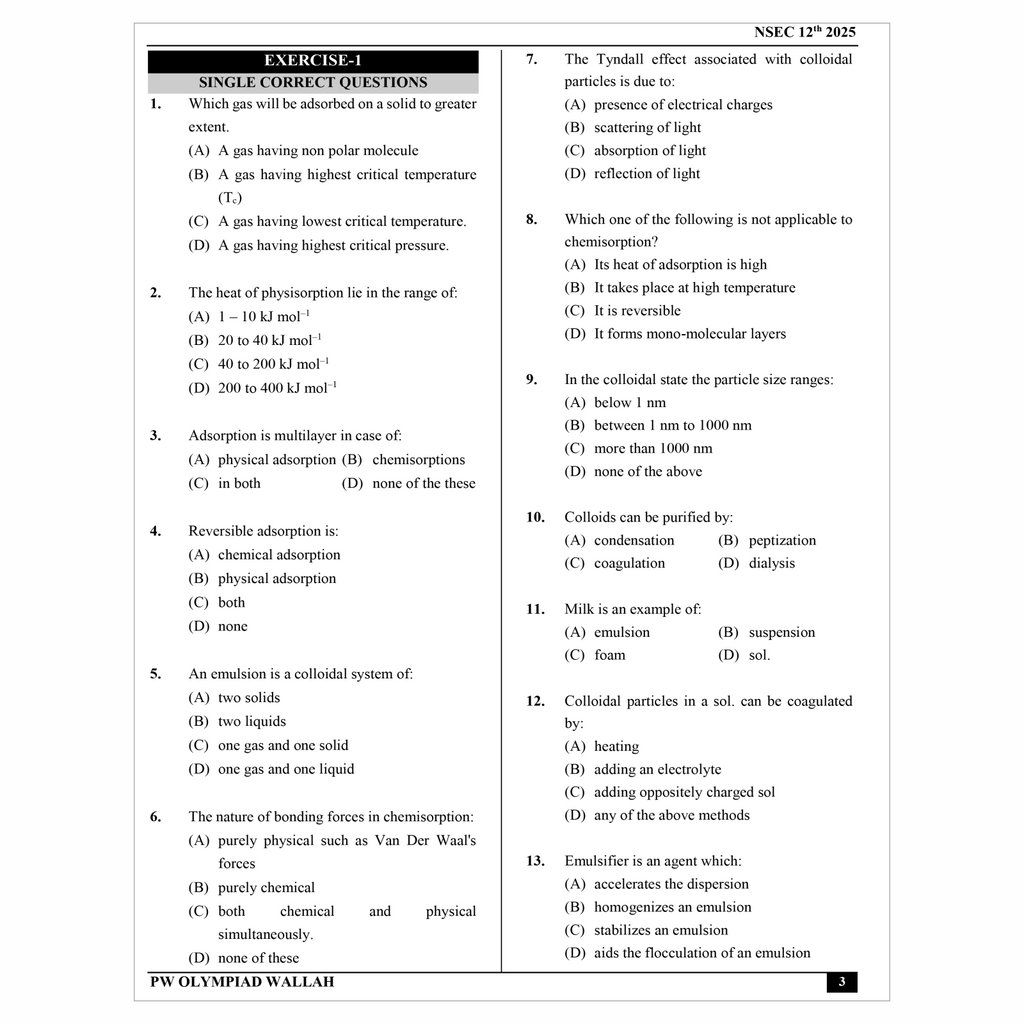 Olympiad Wallah NSEC Class 12 Advanced Chemistry (Part 2) For JEE & Olympiad 2025 | Problems For Analytical Skills | Ideal For NSEP INPhO & IPhO