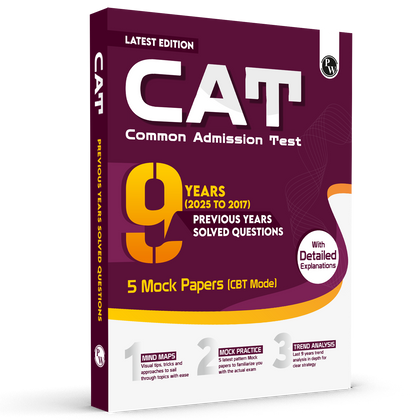 CAT 9 Years Chapterwise & Topicwise Previous Years Solved Questions (2025-2017) and 5 Mock Papers (CBT Mode) with Detailed Explanations | Included Mind Maps & Trend Analysis