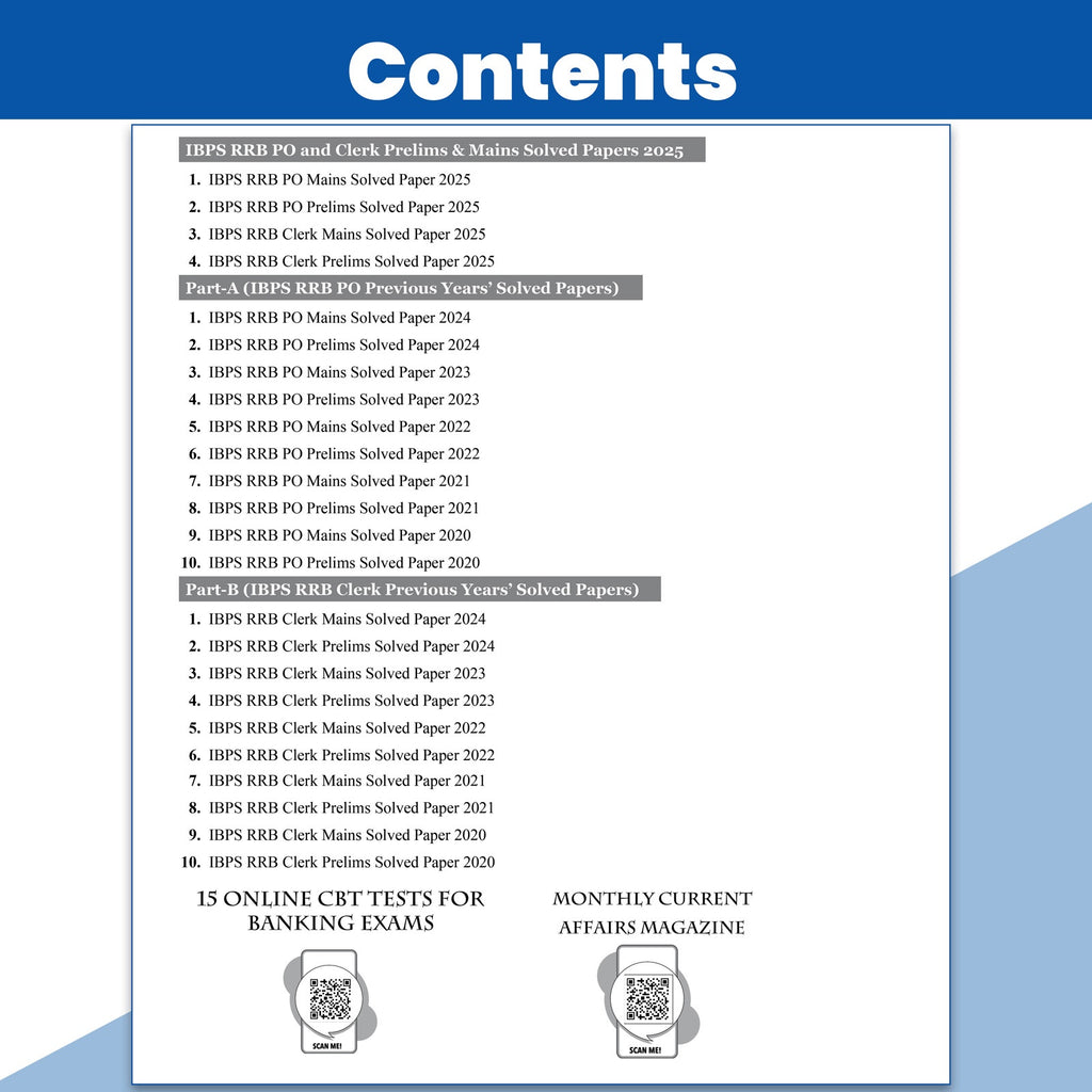IBPS RRB Clerk & PO 24 Yearwise Previous Year Solved Papers PYQ (2025-2020) Prelims & Mains For 2026 Exams | Officers Scale-l & Office Assistants | 15 Online Mock Tests