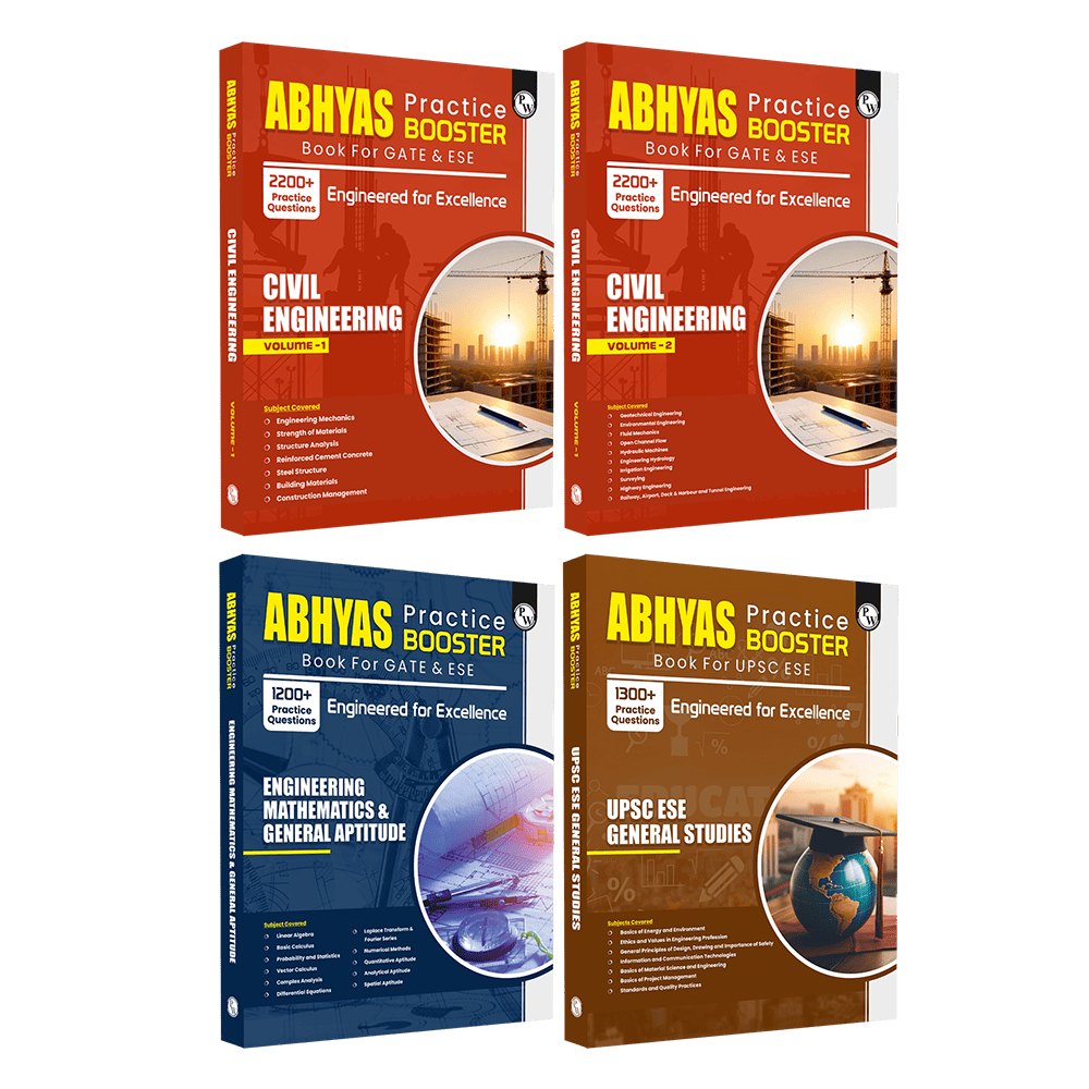 GATE & ESE Abhyas Practice Booster For Civil Engineering Vol 1 & 2, ESE General Studies and Engineering Mathematics & General Aptitude Combo Set of 4 Books