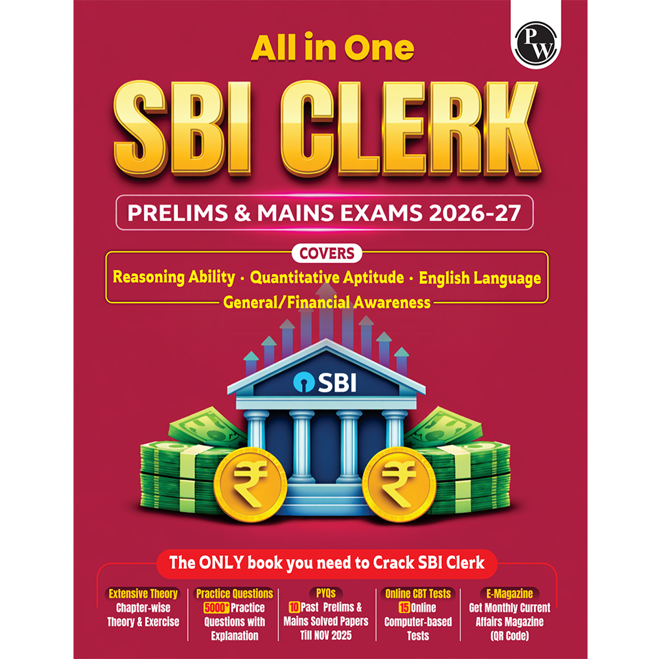 All in One SBI Clerk Book 2026 Prelims and Mains Exams | Chapterwise Theory and Exercises | 10 Previous Year Questions Papers PYQs and 15 Online CBT Tests English Edition