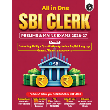 All in One SBI Clerk Book 2026 Prelims and Mains Exams | Chapterwise Theory and Exercises | 10 Previous Year Questions Papers PYQs and 15 Online CBT Tests English Edition