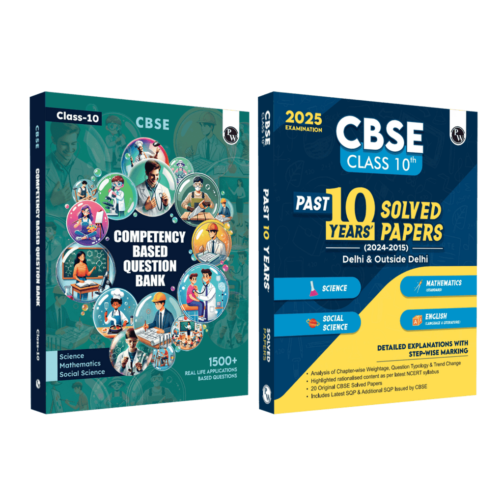 CBSE Class 10 Competency Based Question Bank | 1500+ Competitive Based Questions | Chapter Wise | Sci, SST & Math, PYQs - Past 10 Years' Solved Papers (Set of 2 Books) (2024-2025)