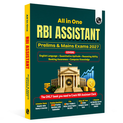 All In One RBI Assistant Prelims & Mains Exams 2027 | Chapterwise Theory & Exercise with 10 Past Year Papers (2026 – 2016) | 4000+ Practice Questions | 15 Online Mock Tests