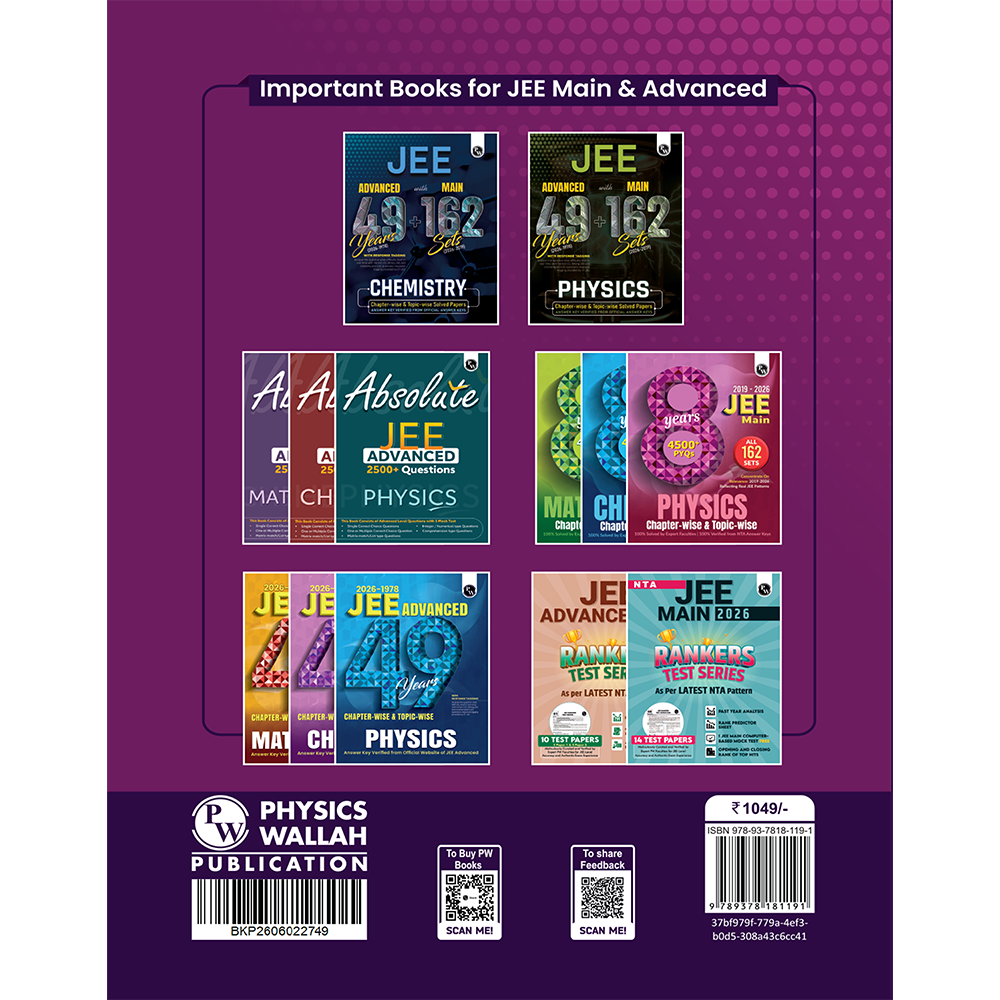JEE Advanced 49 Years (2026-1978) with JEE Main 162 Sets Maths PYQs (2026-2019) | Chapterwise and Topicwise Solved Papers For JEE Main & Advanced 2027 Exams