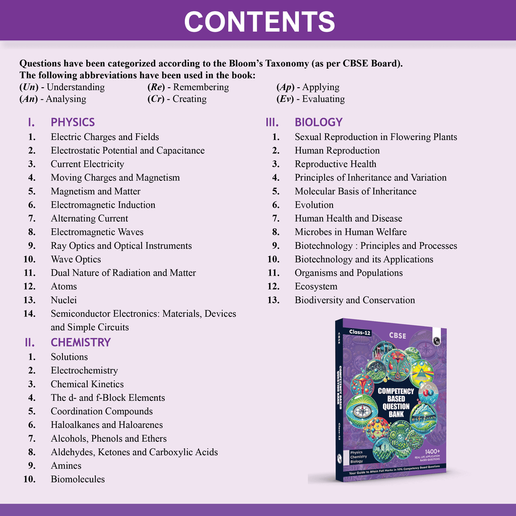 CBSE Class 12 Competency Based Question Bank For Board Exams l Physics, Chemistry, Biology | 1400+ Real Life Application Based Questions | Aligned with Latest CBSE SQP 2024-25