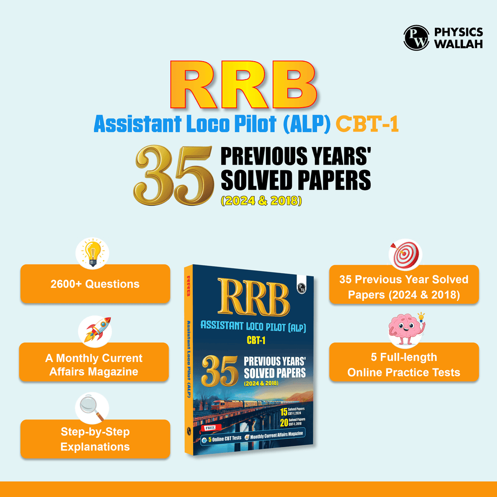 PW 35 RRB Assistant Loco Pilot (ALP) CBT-1 PYQ Previous Year Solved Papers (2024 & 2018) with 5 Online Mock Tests For Exam 2025-2026 | Fully Solved PYQ | English Edition