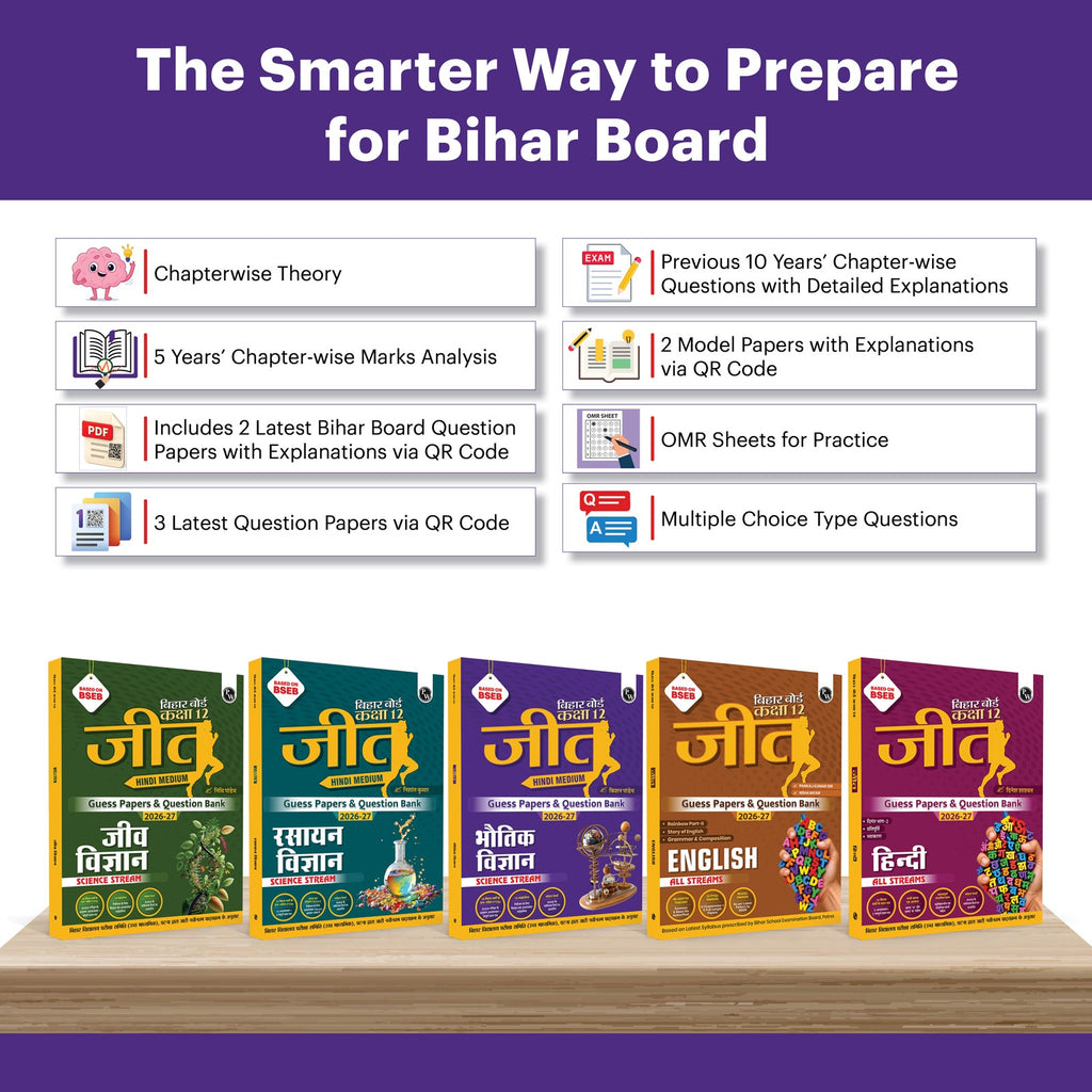 PW Bihar Board Class 12 JEET Guess Papers & Question Bank (Hindi Medium) Physics, Chemistry, Biology, English & Hindi Combo Set of 5 Books For 2026-27 Exam | Chapterwise PYQs, Important Ques