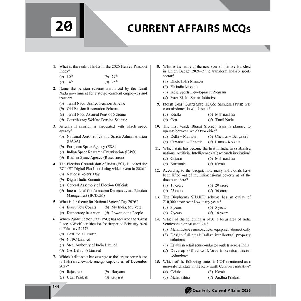 PW UPSC Quarterly Current Affairs Magazine Vol. 1 January to March 2026 By Aasim Sir | For UPSC & State Civil Services Exams 2026-27 English Edition | GS l, GS ll, GS lll Integrated Coverage