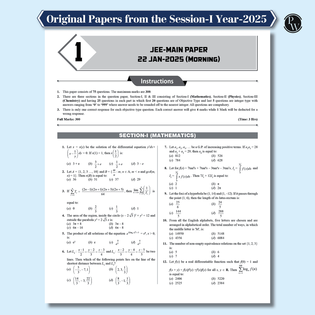 JEE MAIN 2025 January Session 1 (22 -29 Jan) 10 Solved Paper with 5 Mock Test As Per Session 1 Paper l With Rank Predictor and Weightage Analysis