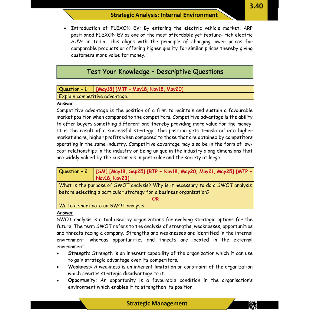 CA Intermediate Group 2 Strategic Management By CA Sunil Keswani | Covering Theory, Exercise and Previous Years Questions & Solutions | Latest Syllabus For Jan 2027 Exams