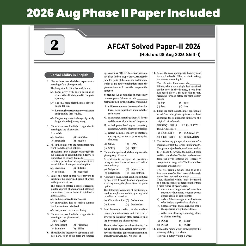 33 AFCAT Chapterwise & Topicwise Previous Years Solved Papers (Aug 2026 - 2011) PYQ For Flying, Technical & Ground Duty (Non-Tech) Branches 2027 Exam with 3 Computer Based Tests
