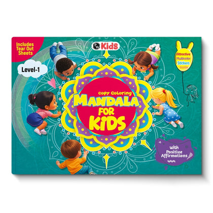 Mandala Art Coloring Book For Kids Level-1 | Copy Coloring Book with Tear Out Sheets, Mandala Sticker Set & Positive Affirmation, Improving Concentration & Creativity | Thoughtful Gift for Kids