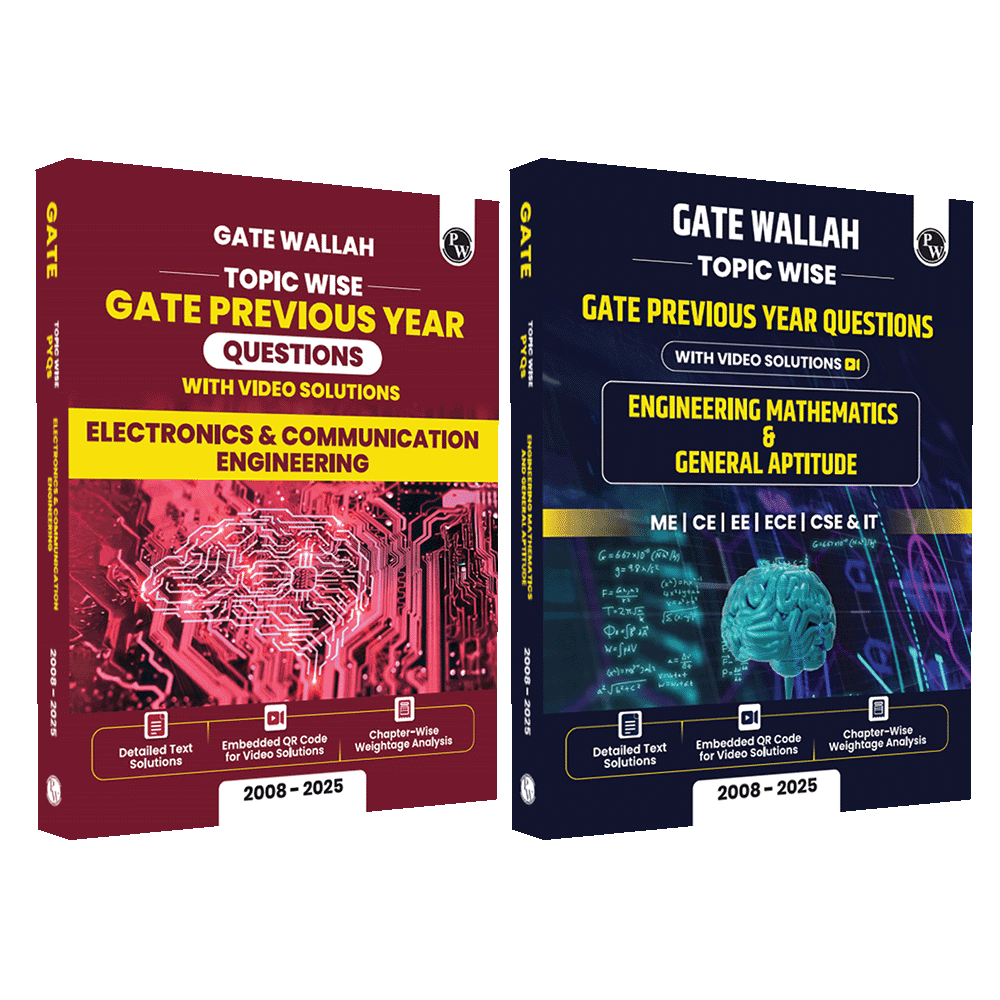 GATEWALLAH Electronics & Communication Engineering and Engineering Mathematics & General Aptitude Combo Set of 2 Topicwise Previous Years Questions with Video Solutions For 2026 Exams