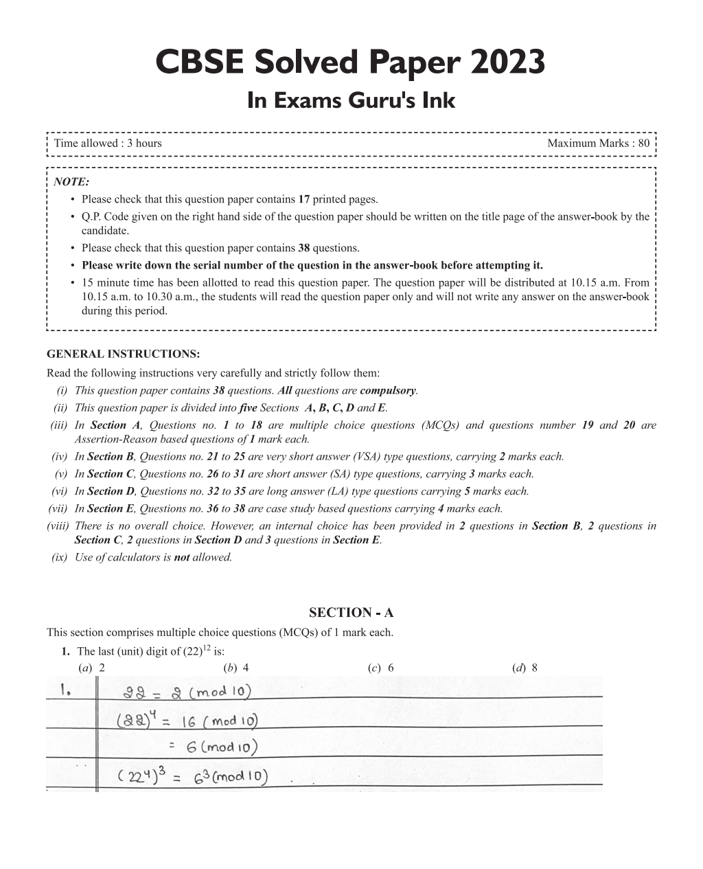 CBSE 11 Sample Question Papers Class 12 Applied Mathematics for 2024 Exam (Mock Test Paper) Adhering to Competency - Based Learning | Embedded Videos and Cheat Sheet for Revision | PYQ 2023 Solved Paper
