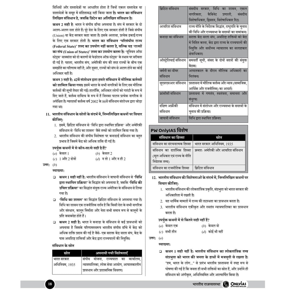 PW UPSC Mission Prelims Indian Polity Question Bank Chapterwise Topicwise (Hindi Edition) | 650+ Handpicked Questions & Important Topics Covered with Detailed Explanation