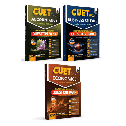 CUET (UG) Accountancy, Business Studies & Economics Combo Set of 3 Books Chapterwise & Topicwise Question Bank For 2026 Exam | Theory, Exercise, PYQ (2025-2022) & Mock Tests