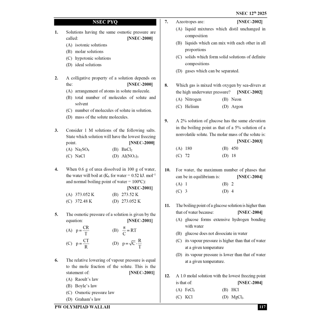 Olympiad Wallah NSEC Class 12 Advanced Chemistry (Part 1) For JEE & Olympiad 2025 | Problems For Analytical Skills | Ideal For NSEC and INChO