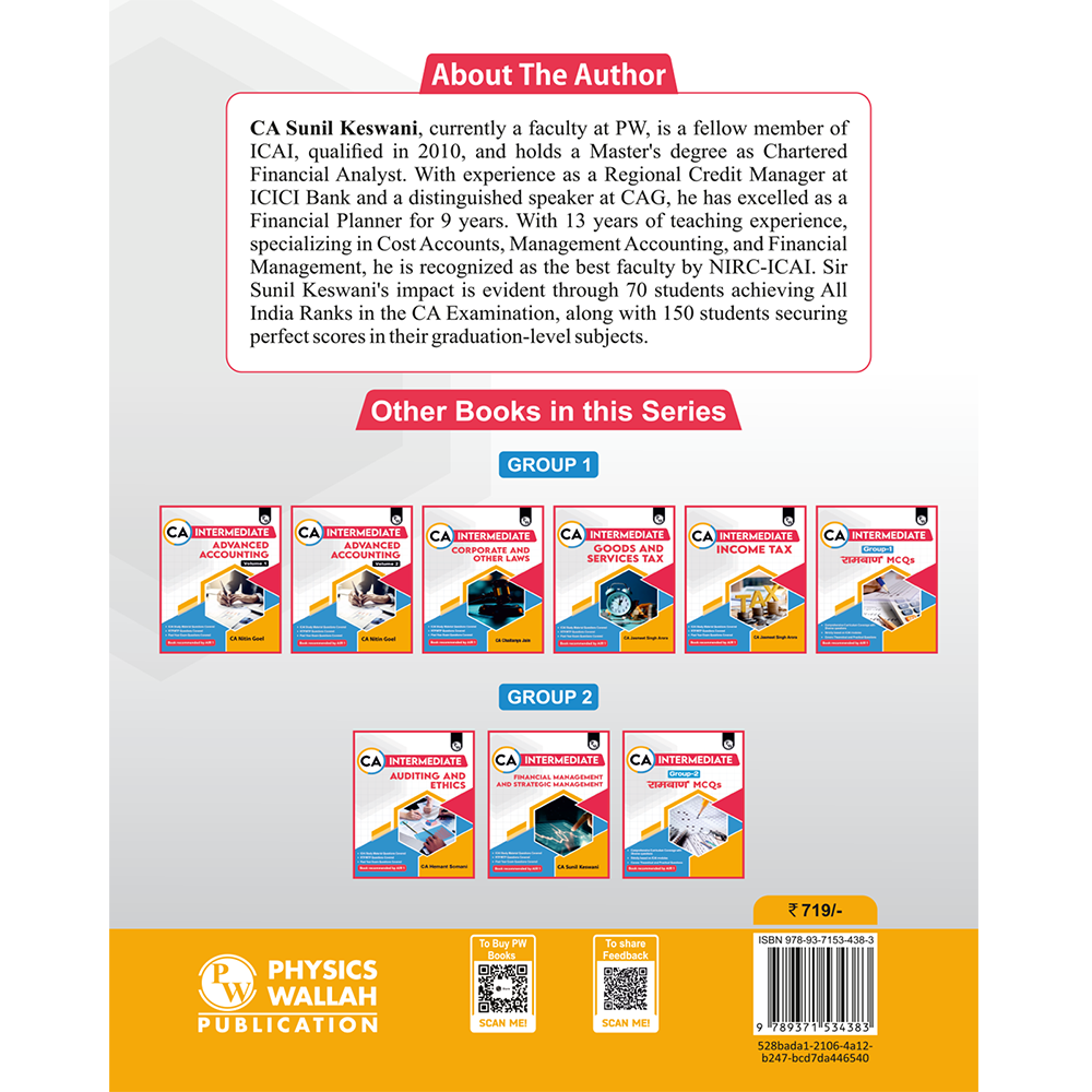 CA Intermediate Group 2 Cost and Management Accounting By CA Sunil Keswani | Covering Theory, Exercise and Previous Years Questions & Solutions | Latest Syllabus For May 2026 Exams