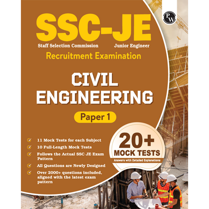 SSC JE Civil Engineering (Paper I) 20+ Mock Tests & Full Length Tests for Each Subject | 2000+ Practice Questions with Detailed Explanation