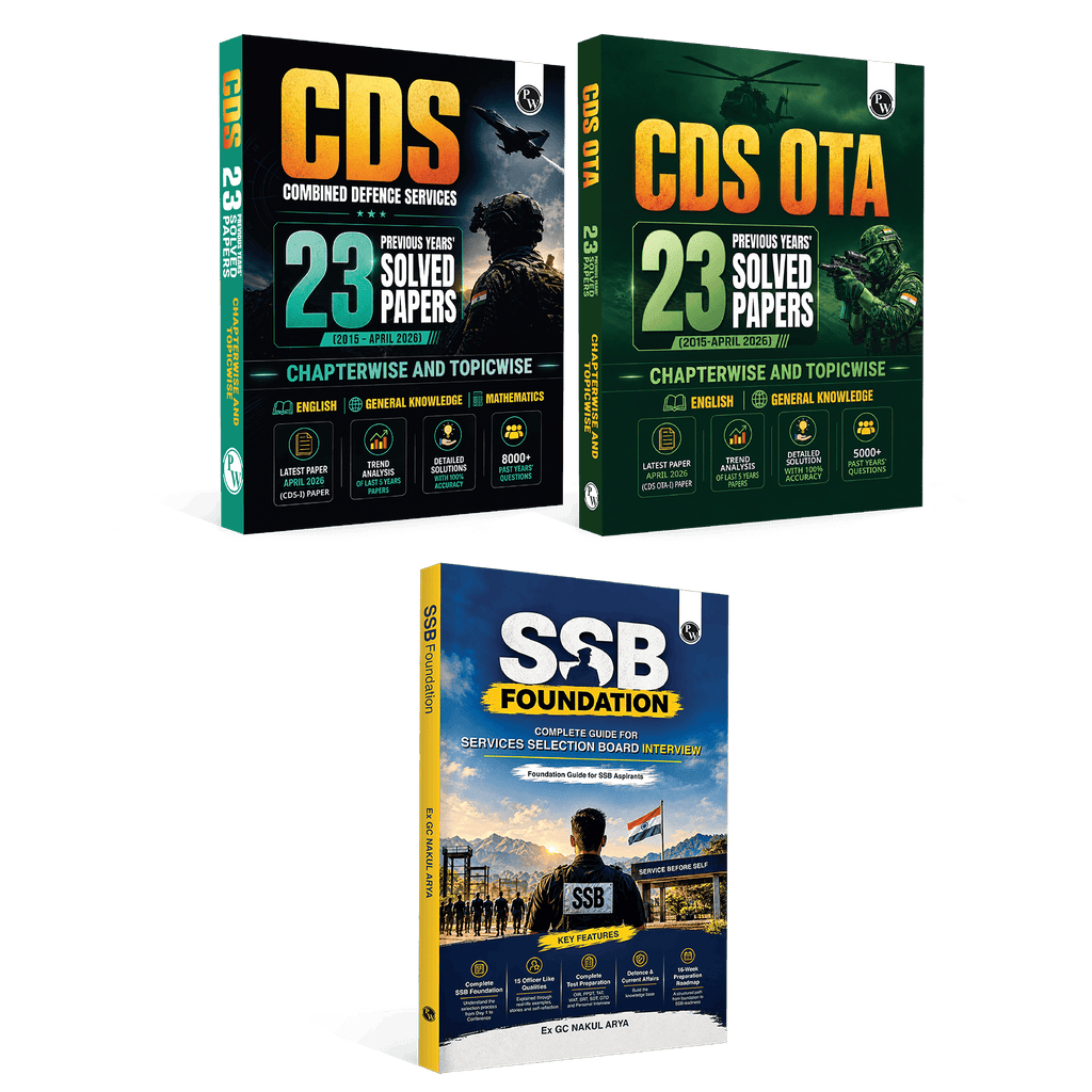 PW CDS & OTA PYQ Books - 23 Previous Year Solved Papers (Till April 2026) and SSB Foundation Complete Guide By Ex-GC Nakul Arya Sir Combo Set of 3 Books For 2027 Exam
