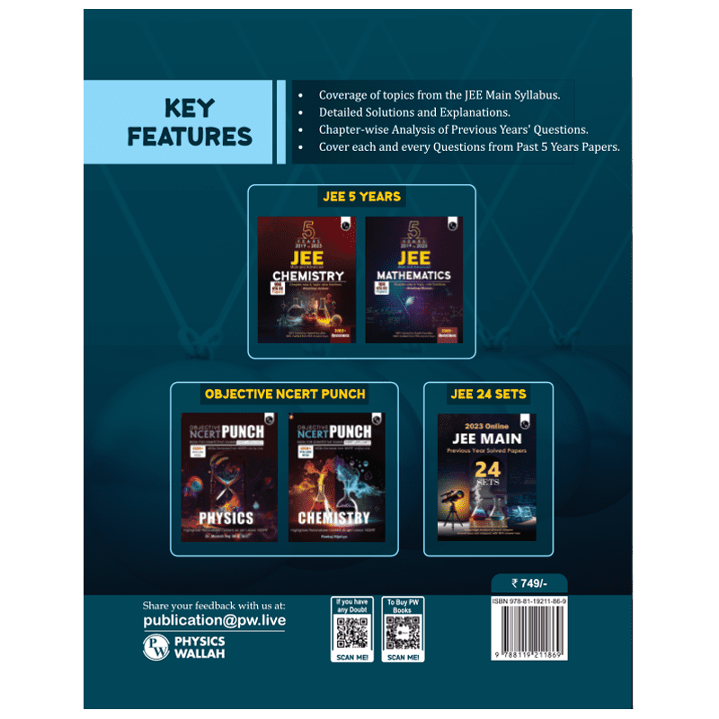 JEE 5 Years (2019-2023) JEE Main Physics All Shifts Past 5 Years 104 Papers Question Chapterwise & Topicwise Fully solved PYQs + 5 Years Advanced solved Questions