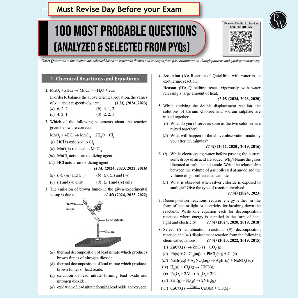 CBSE 15 New Pattern Sample Question Papers Class 10 Science For 2025 Board Exam with 50 Percent Competency Based Questions 100 Most Probable Questions