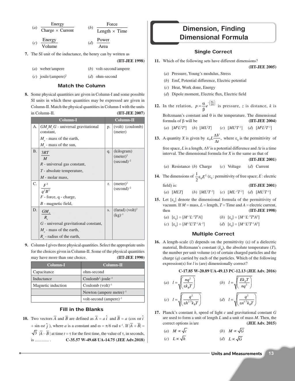 JEE Advanced 47 Years with JEE Main 124 Sets PYQs Chapterwise and Topicwise Solved Papers Physics