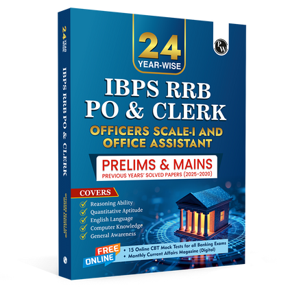 IBPS RRB Clerk & PO 24 Yearwise Previous Year Solved Papers PYQ (2025-2020) Prelims & Mains For 2026 Exams | Officers Scale-l & Office Assistants | 15 Online Mock Tests