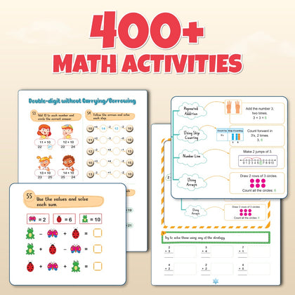 400+ Addition & Subtraction, Multiplication & Division Maths Activity Book Set For 5+ Years Old | Free 500+ Printable Worksheets, Parenting Tips, Practice Book, Word Problems & Puzzles Workbook