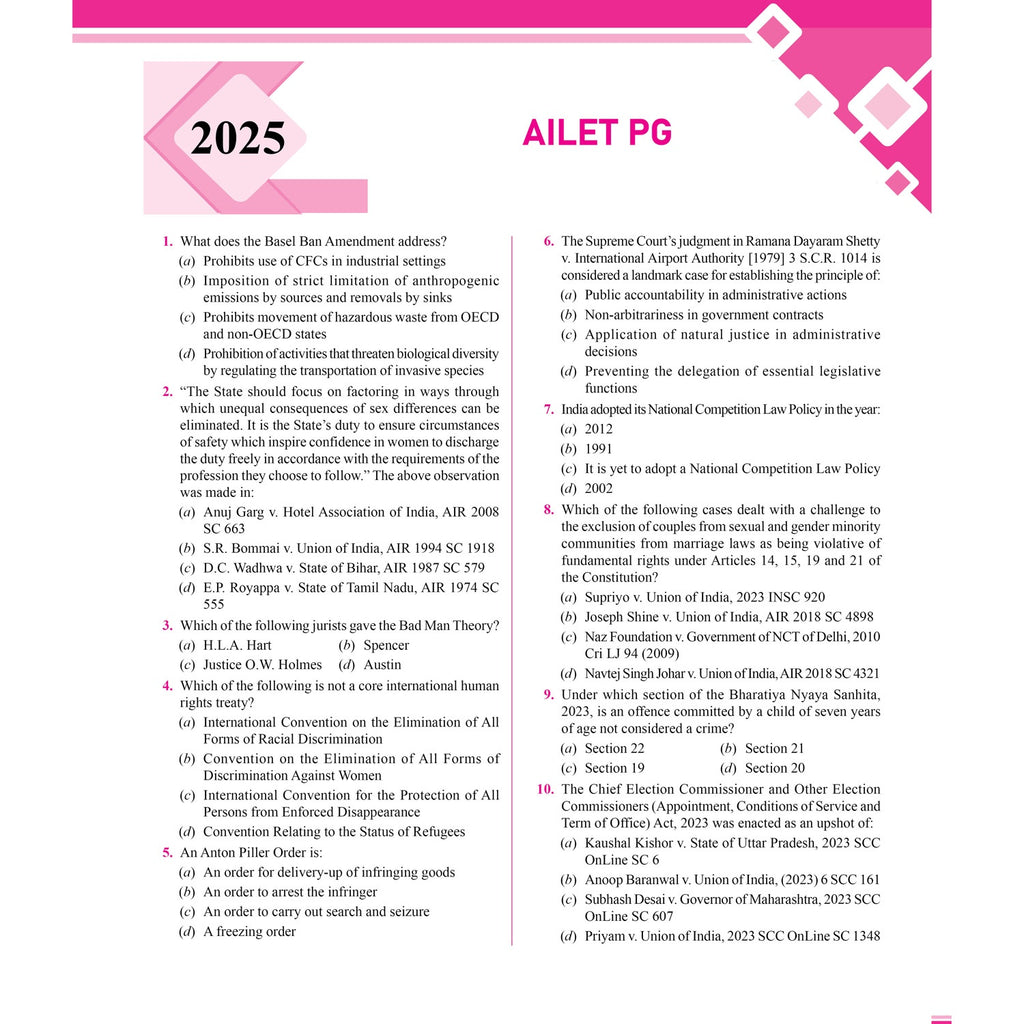 AILET PG Books for Preparation 2027 | 6 Previous Year Solved Papers (2026-2021) with explanation and Detailed Video Solutions | Trend & Pattern Analysis