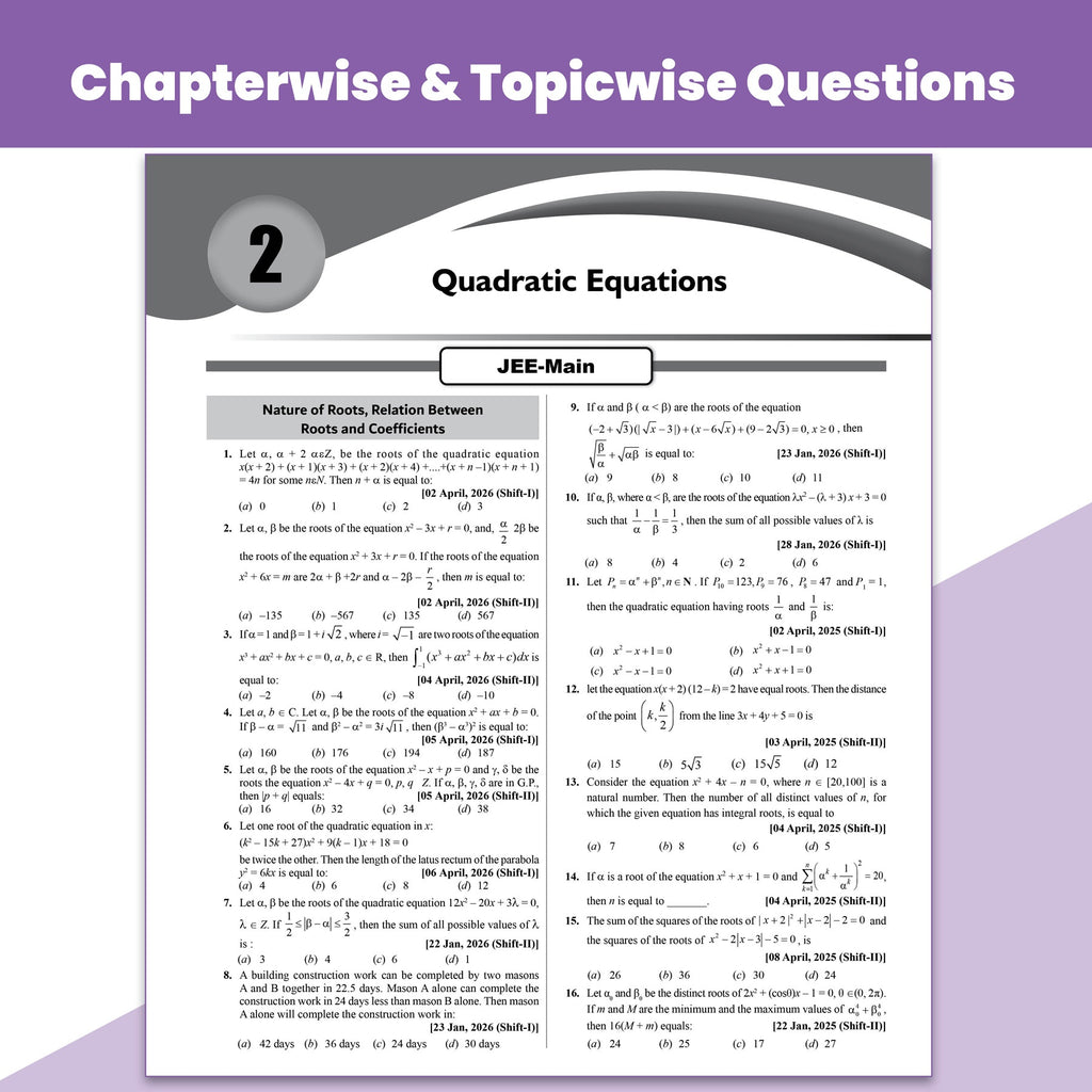 JEE Advanced 49 Years (2026-1978) with JEE Main 162 Sets Maths PYQs (2026-2019) | Chapterwise and Topicwise Solved Papers For JEE Main & Advanced 2027 Exams