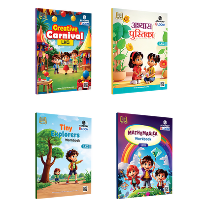 Bloom Lower KG Workbook Combo | Total 4 Workbooks (Hindi, English, EVS, Maths) with PERFORATED SHEETS & STICKER ACTIVITY -2024 | NEP 2020 Aligned