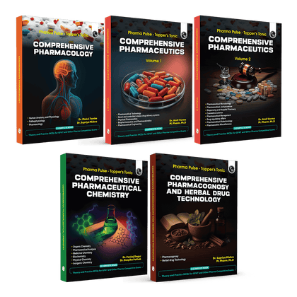 Pharma Pulse  Topper's Tonic Comprehensive Pharmaceutical Chemistry, Pharmaceutics Vol 1 & Vol 2, Pharmacology, Pharmacognosy and Herbal Drug Technology Combo Set of 5 Books