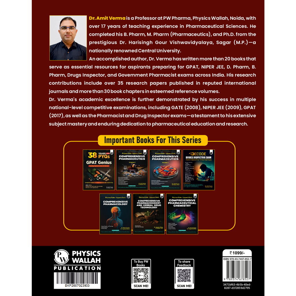 Pharmacist Pareeksha By Dr. Amit Verma | PYQs from 110 Previous Years’ Exams Papers, Subjectwise, Chapterwise & Topicwise 10,000+ MCQs With Detailed Explanations