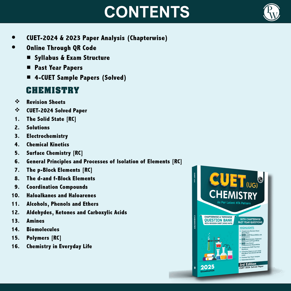CUET (UG) Chemistry 2025 Chapterwise & Topicwise Question Bank with Past Year Questions (PYQs upto 2024) and Mock Tests l Chapterwise Revision Sheets