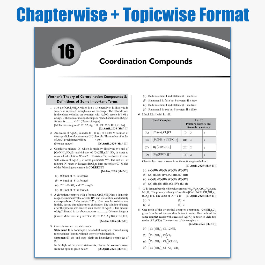 PW JEE Main 8 Years (2019 - 2026) PYQs Chemistry Chapterwise and Topicwise | All 162 Sets Previous Years Solved Papers For JEE Main 2027 Exams | Concentrate on Relevance