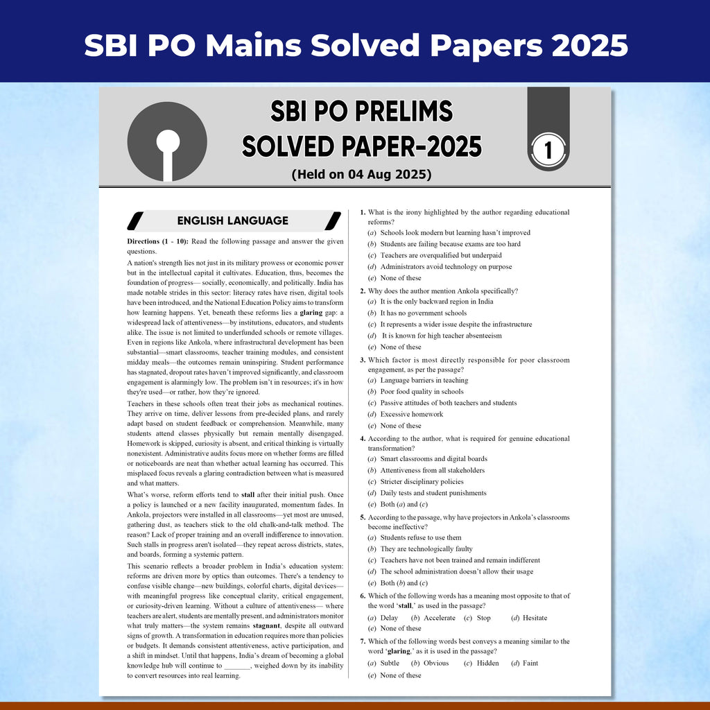 PW 24 SBI PO Prelims & Mains Previous Year Solved Papers (Till Sept 2025) with 15 Online CBT Tests For 2026 Exam | 3075+ PYQ Questions | Fully Solved