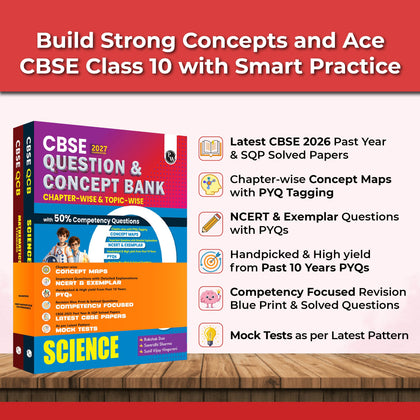 CBSE Question & Concept Bank (QCB) Class 10 Science and Maths (Standard) Combo Set of 2 Books Chapterwise & Topicwise Solved Questions For 2027 Exams