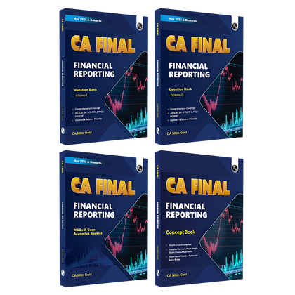 CA Final Financial Reporting Combo of 4 Books- Question Bank Vol 1 & 2, Concept Book, MCQs & Case Scenarios Booklet By CA Nitin Goel For January 2026 Attempt