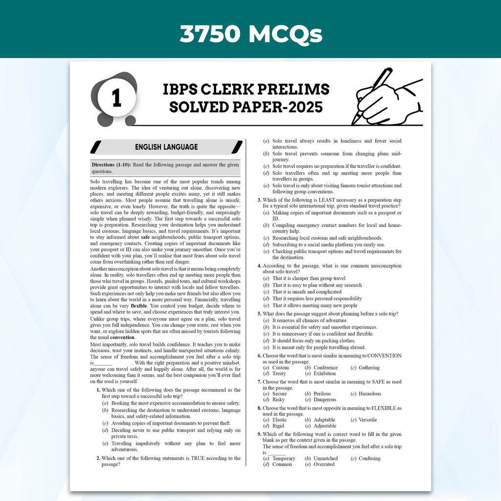 PW IBPS Clerk PYQ - 27 Year-wise Prelims & Mains Previous Year Solved Papers Till Nov 2025 with 15 Online CBT Tests For Exam 2026-27 | 3750 PYQs | English Edition
