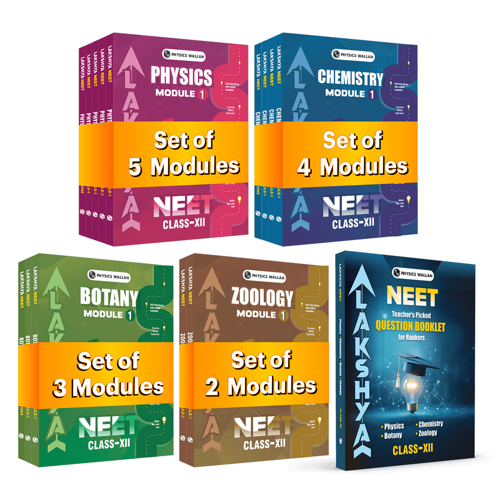 PW Lakshya For NEET Class 12 Physics, Chemistry, Botany & Zoology Modules and Questions Booklet with Solutions Combo Set of 15 Books (2026 Edition) .