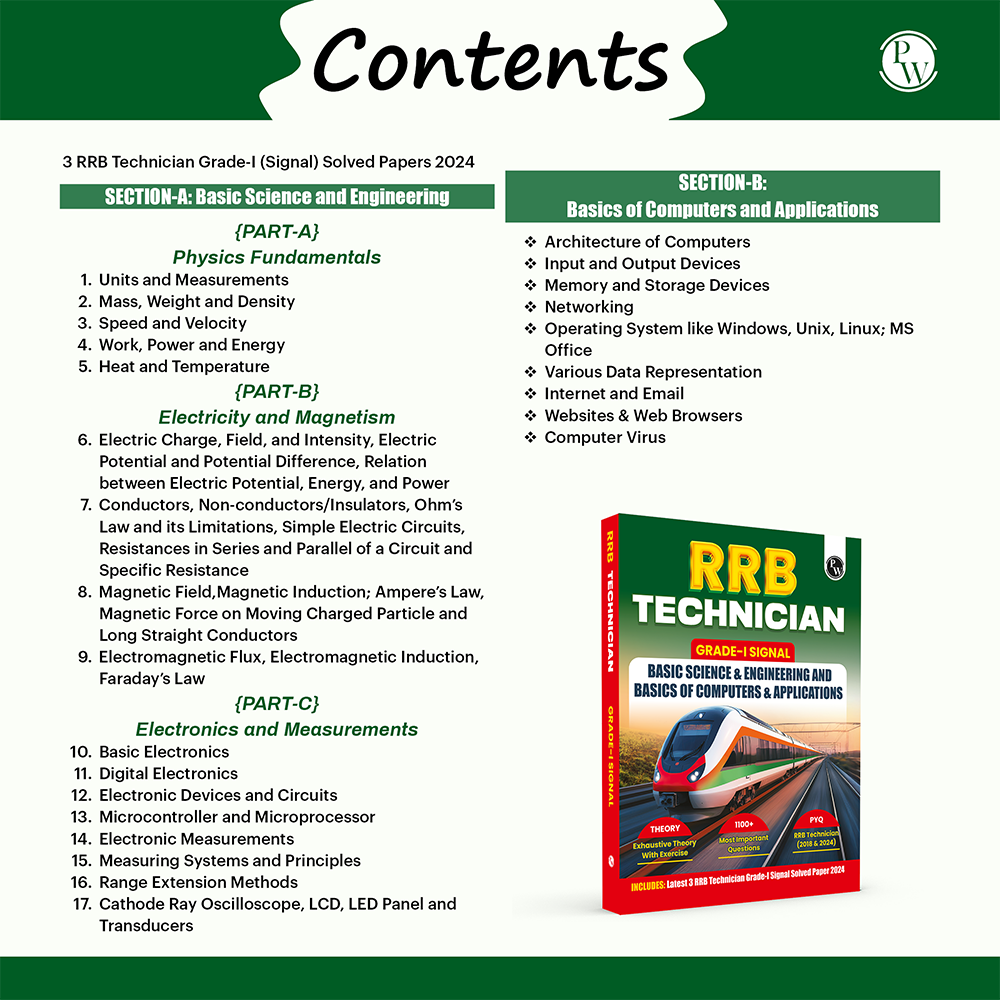 RRB Technician Grade-l Signal Exam 2026 | Basic Science & Engineering and Basics of Computers & Applications l Chapterwise Theory & Exercise, 1200+ Questions (PYQs) with Latest paper 2024