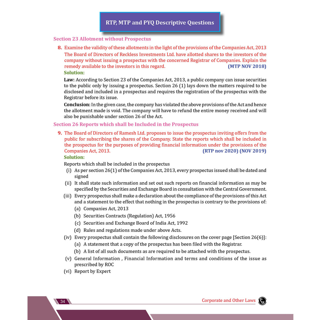 CA Intermediate Corporate & Other Laws Concept Book By Chaitanya Jain | ICAI Aligned Content, PYQs, Practice Questions, Detailed Solutions, Latest Syllabus For Jan 2027 Exams