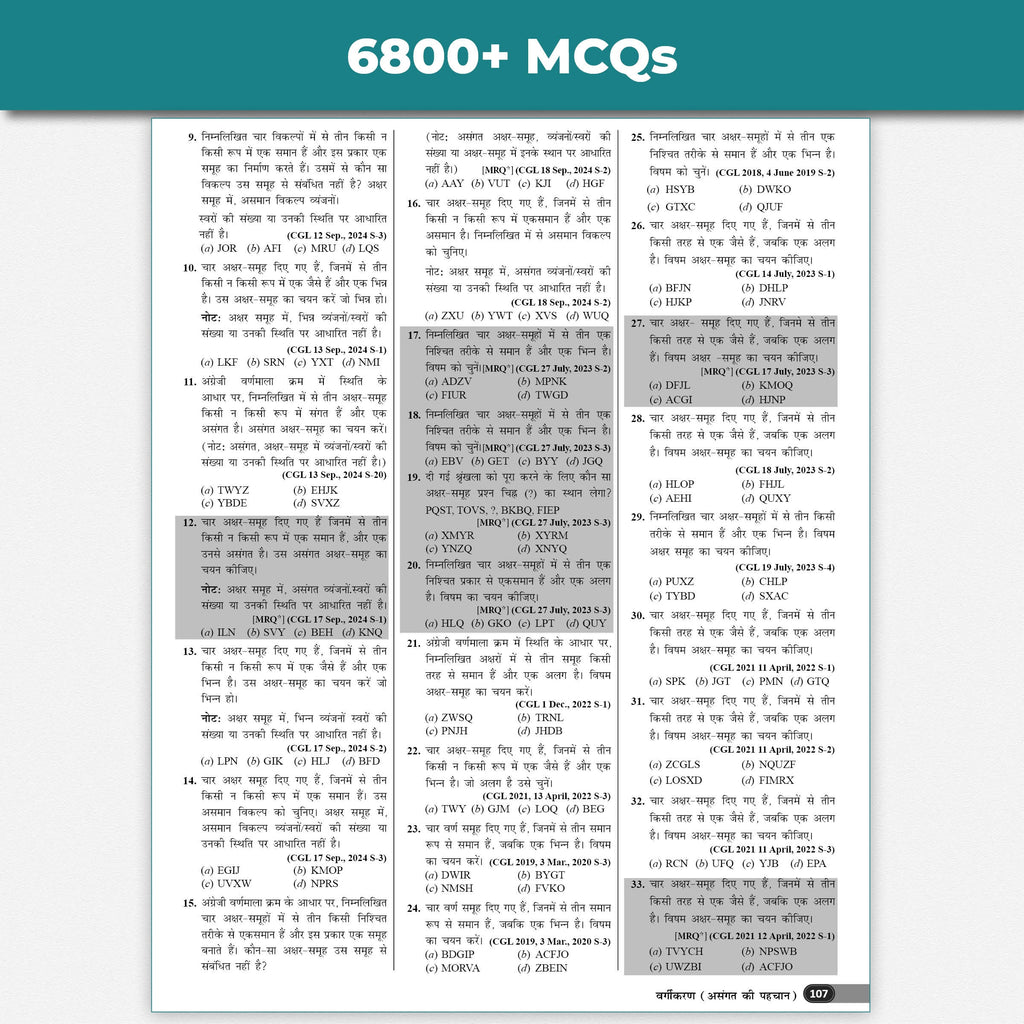 SSC Game Changer Reasoning (Hindi) 6800+ PYQ For 2026 Exams | Chapter, Topic & Exam-wise Previous Year Solved Questions | For CGL, CHSL, MTS, CPO, GD, Delhi Police, Steno