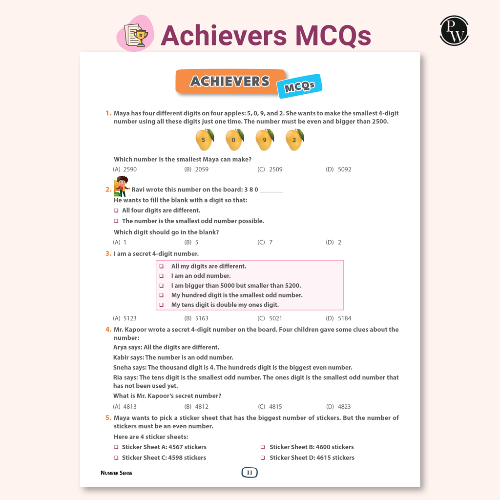 PW Olympiad Plus Workbook For Class 3 Mathematics Prepguide, Concept Map, PYQs and Worksheets For After School Practice | IMO, iOM, Hindustan Olympiad, NSTSE, SEAMO, ISTSE and Others