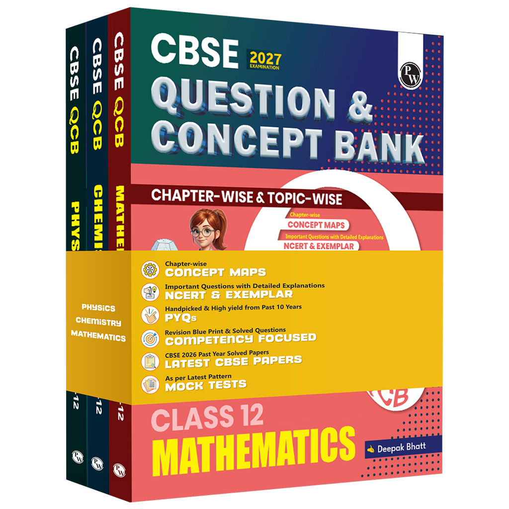CBSE Question & Concept Bank (QCB) Class 12 Physics, Chemistry, Mathematics COMBO Set of 3 Books Chapterwise & Topicwise Solved Questions For 2027 Exams